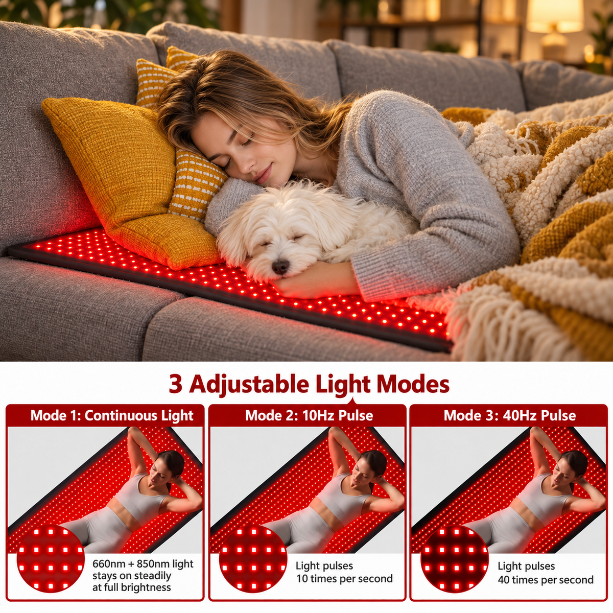 HEVELORA Full Body Red & Infrared Light Therapy Mat