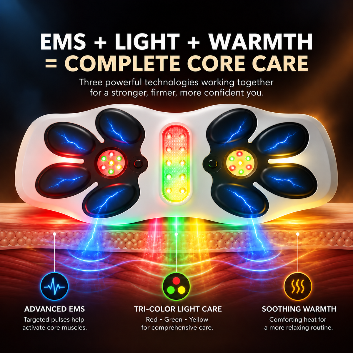 HEVELORA Spectrum Multi-Light EMS Sculpting Belt