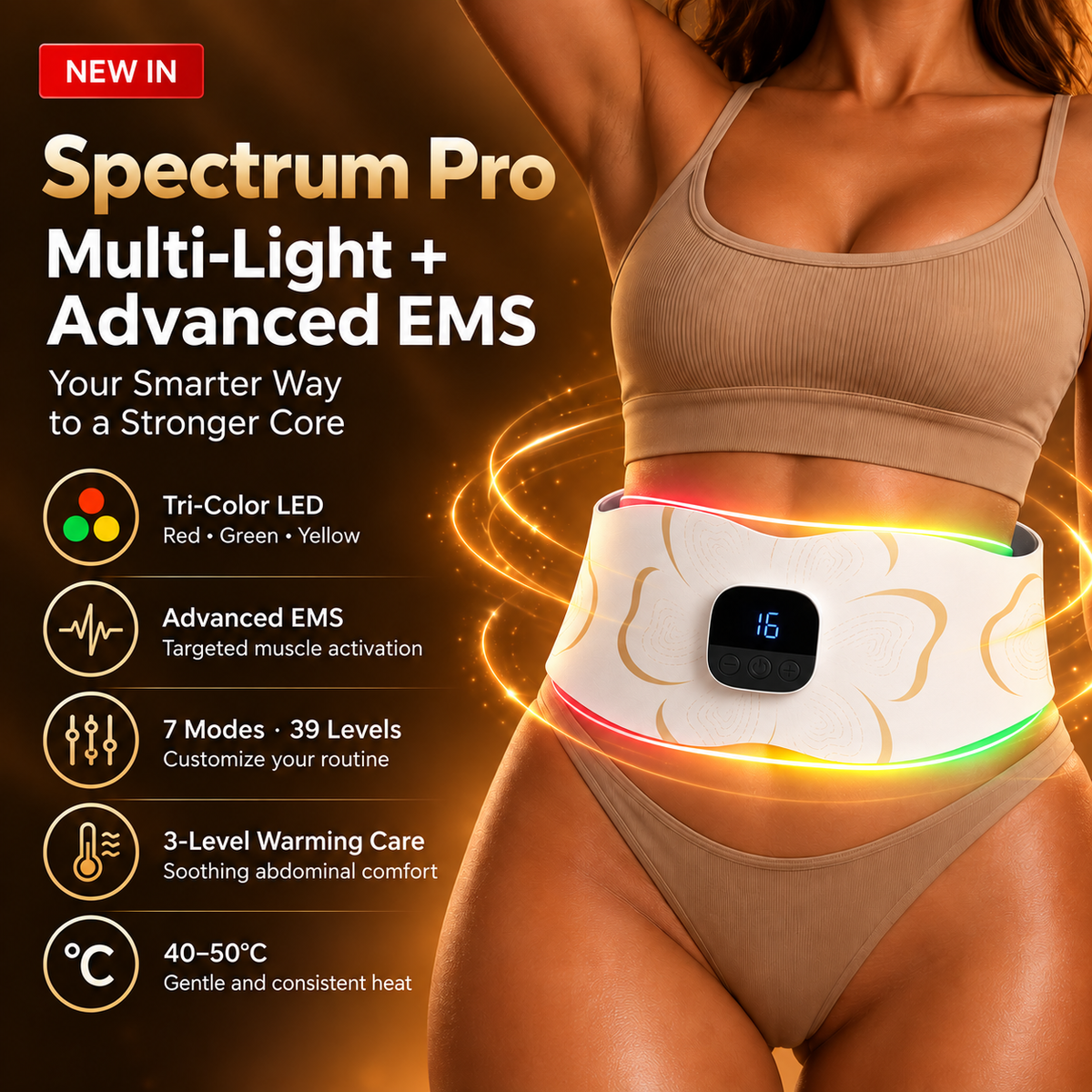 HEVELORA Spectrum Multi-Light EMS Sculpting Belt