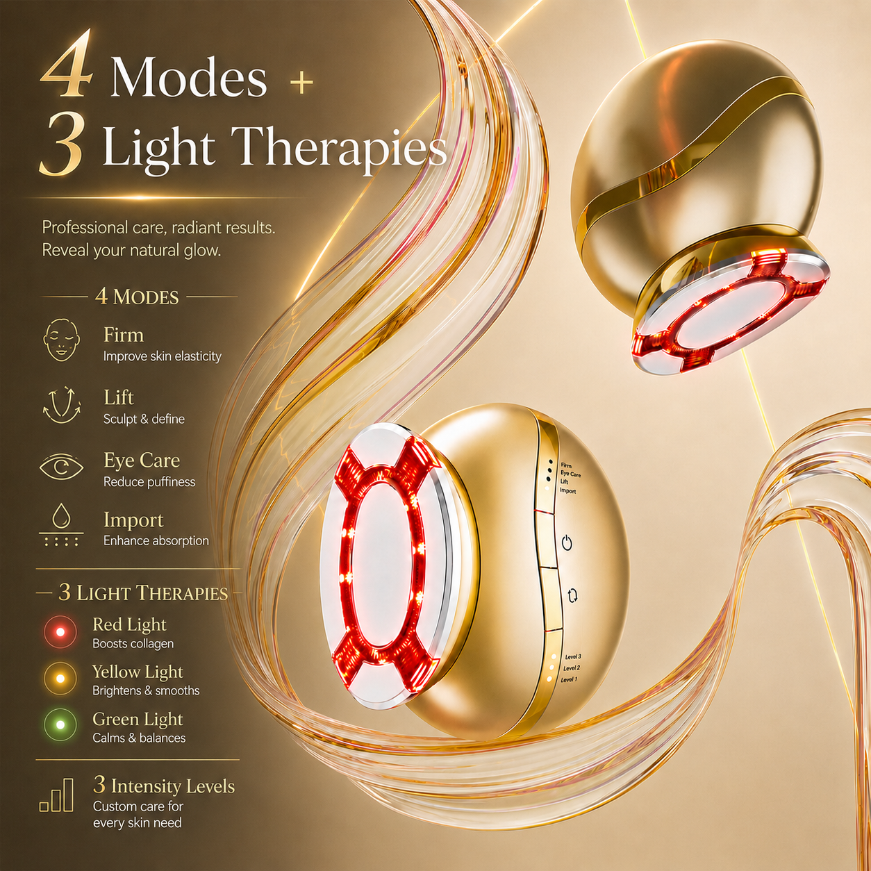 HEVELORA At-Home RF, EMS & LED Facial Rejuvenation Device