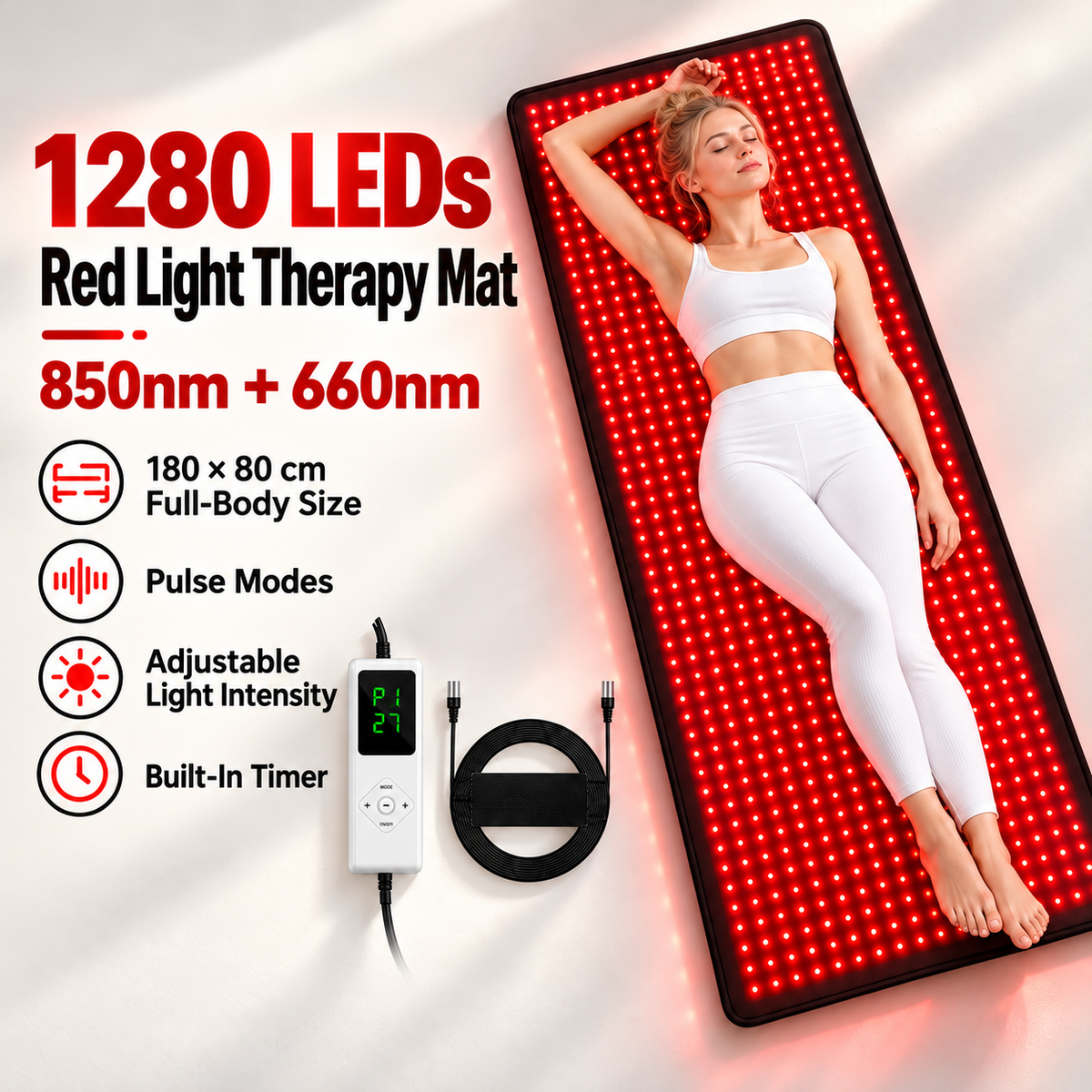 HEVELORA Full Body Red & Infrared Light Therapy Mat